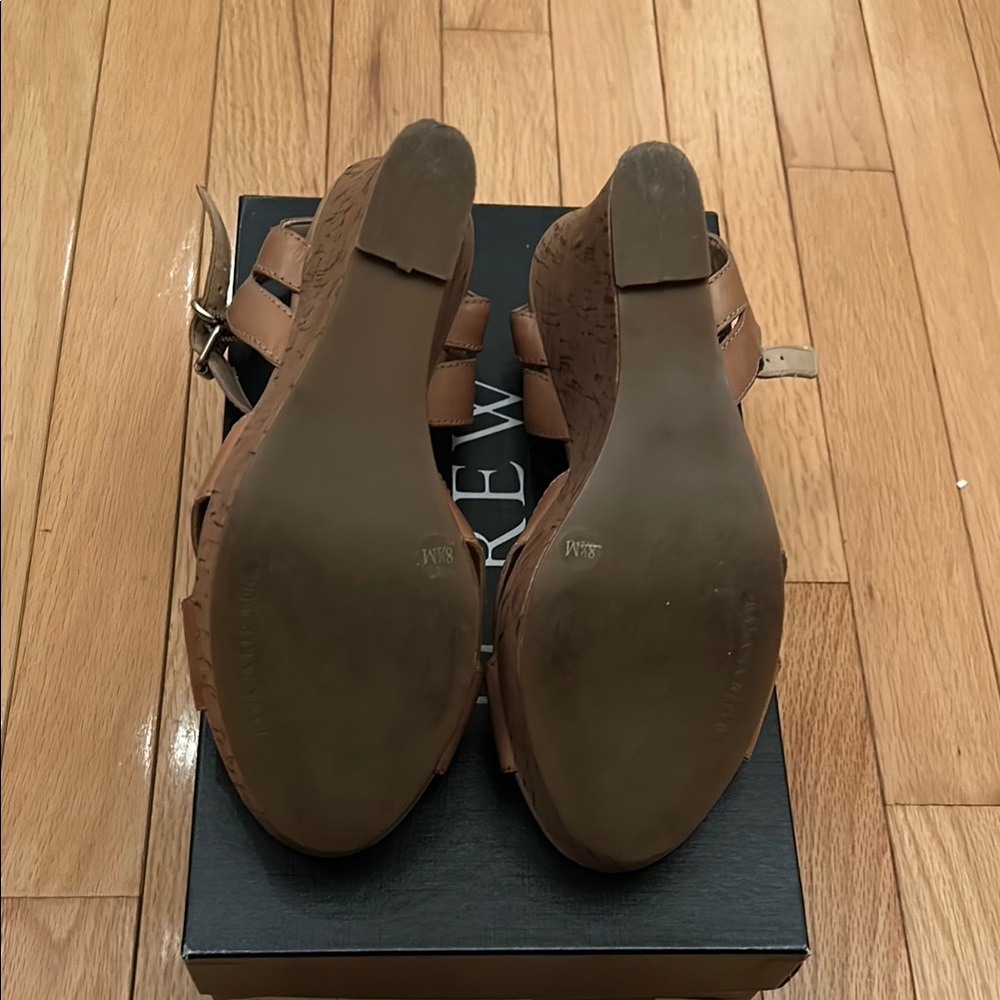 Banana Republic Leather 4.5" Cork Wedge Peep-Toe Sandals - Picture 5 of 5
